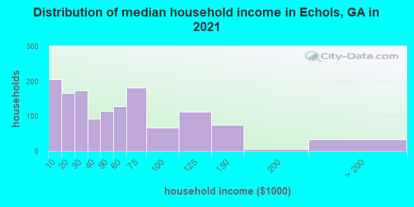Distribution of median household income in Echols, GA in 2021