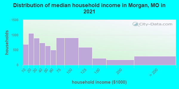 Distribution of median household income in Morgan, MO in 2022