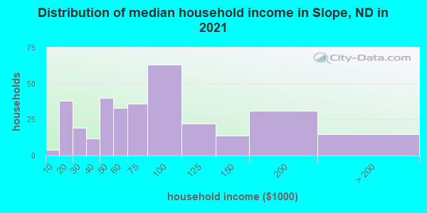 Distribution of median household income in Slope, ND in 2019