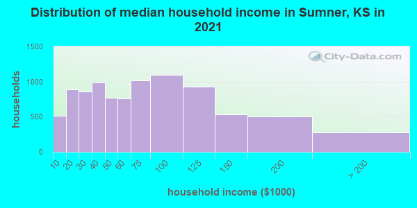 Distribution of median household income in Sumner, KS in 2019