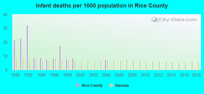 Infant deaths per 1000 population in Rice County