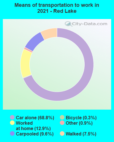 Means of transportation to work in 2022 - Red Lake