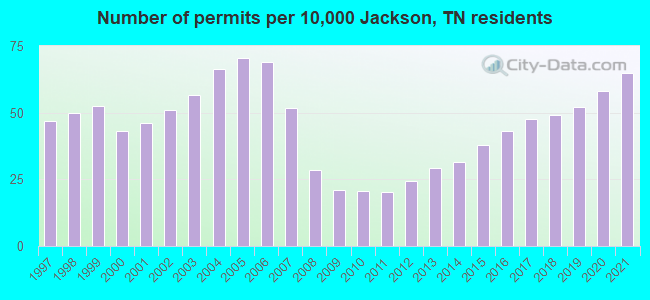 Number of permits per 10,000 Jackson, TN residents