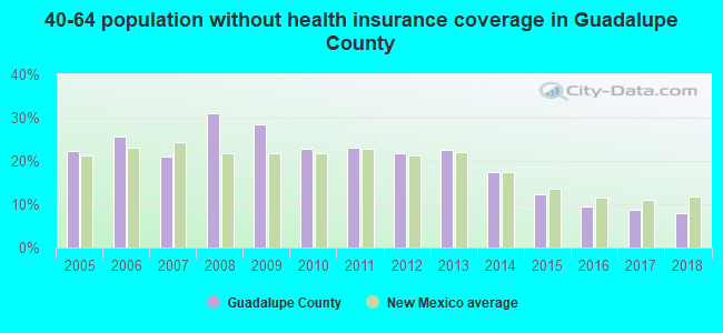 40-64 population without health insurance coverage in Guadalupe County
