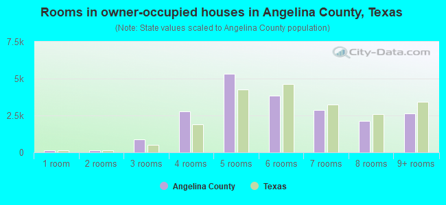Rooms in owner-occupied houses in Angelina County, Texas