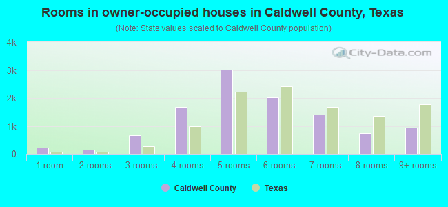Rooms in owner-occupied houses in Caldwell County, Texas
