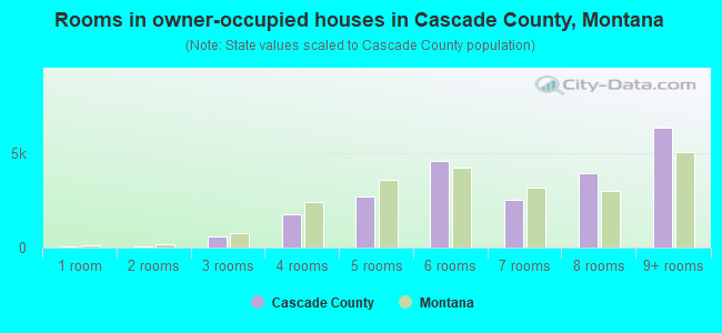 Rooms in owner-occupied houses in Cascade County, Montana