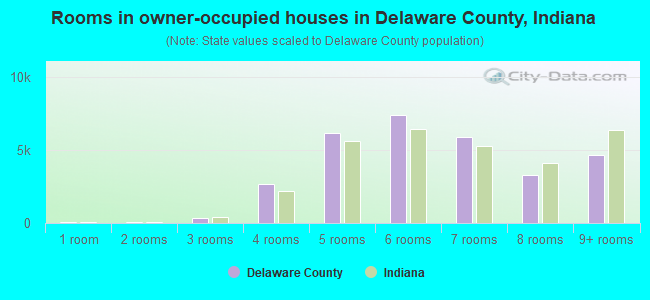 Rooms in owner-occupied houses in Delaware County, Indiana