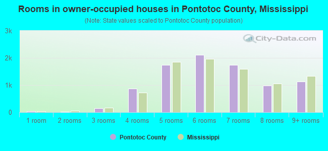 Rooms in owner-occupied houses in Pontotoc County, Mississippi