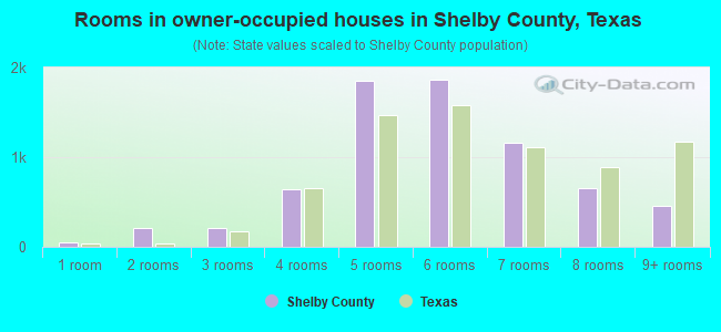 Rooms in owner-occupied houses in Shelby County, Texas