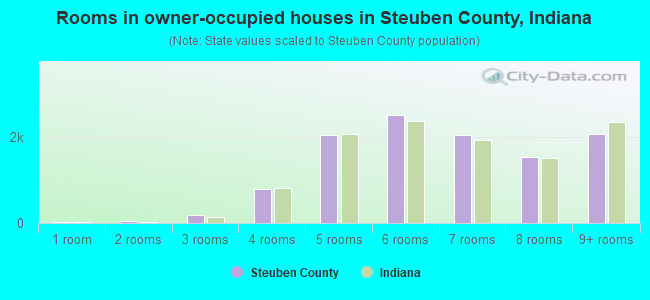 Rooms in owner-occupied houses in Steuben County, Indiana