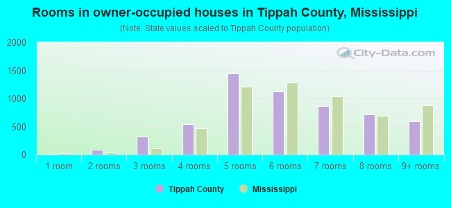 Rooms in owner-occupied houses in Tippah County, Mississippi