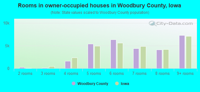 Rooms in owner-occupied houses in Woodbury County, Iowa
