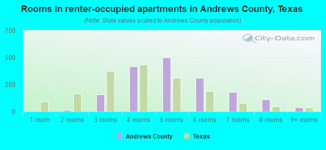 Rooms in renter-occupied apartments in Andrews County, Texas