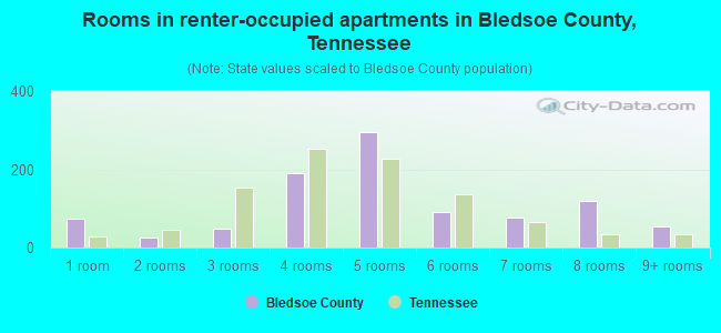 Rooms in renter-occupied apartments in Bledsoe County, Tennessee