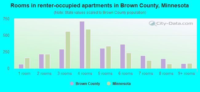 Rooms in renter-occupied apartments in Brown County, Minnesota