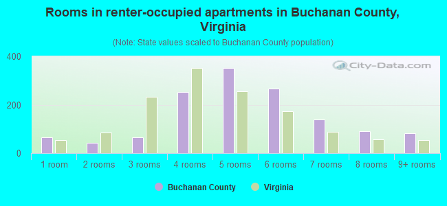 Rooms in renter-occupied apartments in Buchanan County, Virginia