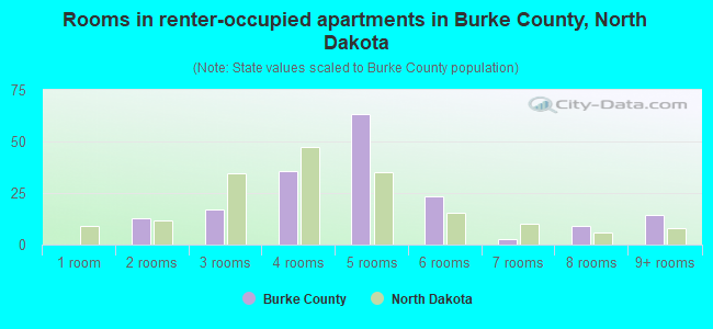 Rooms in renter-occupied apartments in Burke County, North Dakota