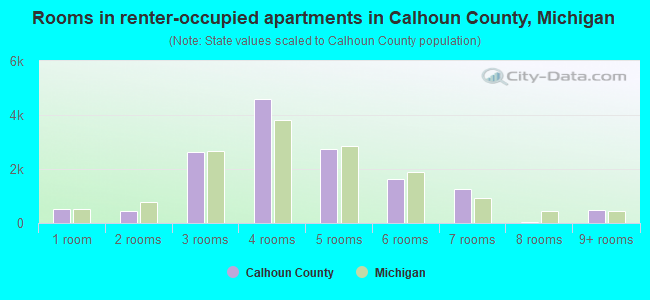 Rooms in renter-occupied apartments in Calhoun County, Michigan