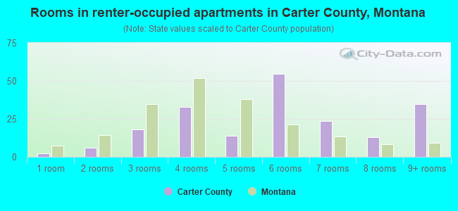 Rooms in renter-occupied apartments in Carter County, Montana