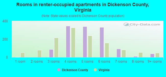 Rooms in renter-occupied apartments in Dickenson County, Virginia