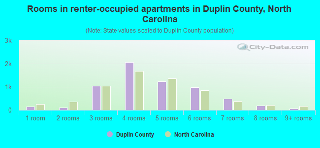 Rooms in renter-occupied apartments in Duplin County, North Carolina