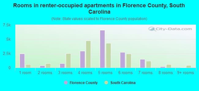 Rooms in renter-occupied apartments in Florence County, South Carolina