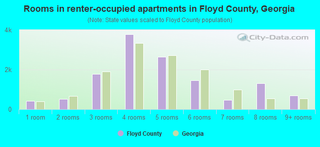 Rooms in renter-occupied apartments in Floyd County, Georgia