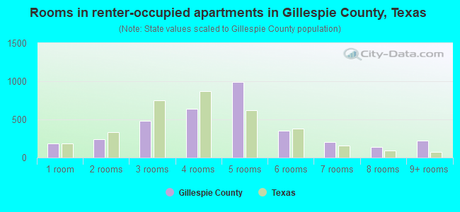 Rooms in renter-occupied apartments in Gillespie County, Texas
