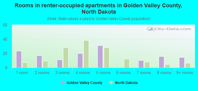 Rooms in renter-occupied apartments in Golden Valley County, North Dakota