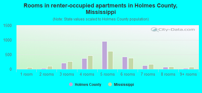 Rooms in renter-occupied apartments in Holmes County, Mississippi