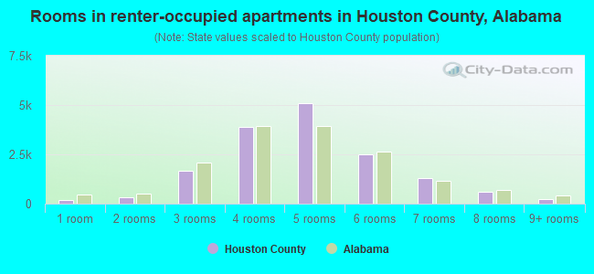 Rooms in renter-occupied apartments in Houston County, Alabama