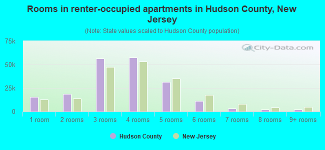 Rooms in renter-occupied apartments in Hudson County, New Jersey