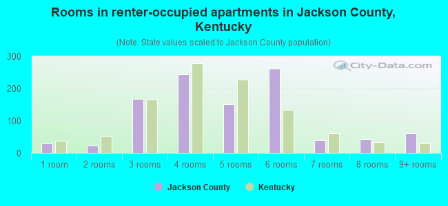 Rooms in renter-occupied apartments in Jackson County, Kentucky
