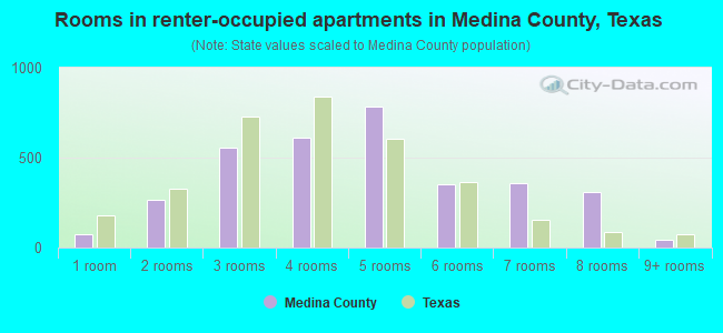 Rooms in renter-occupied apartments in Medina County, Texas