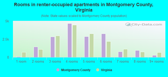 Rooms in renter-occupied apartments in Montgomery County, Virginia
