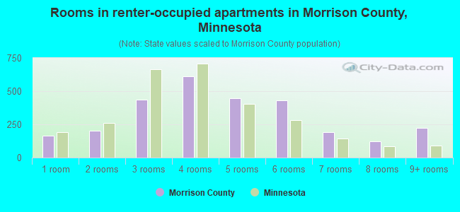 Rooms in renter-occupied apartments in Morrison County, Minnesota