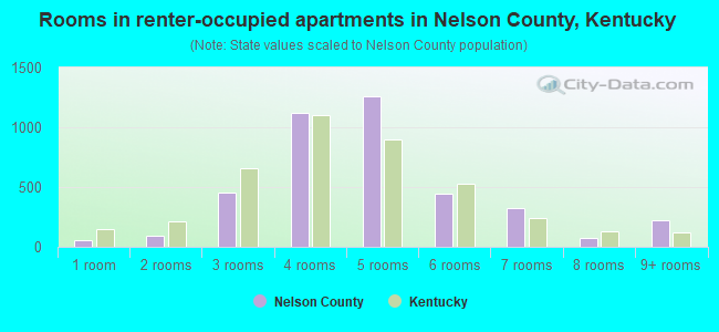 Rooms in renter-occupied apartments in Nelson County, Kentucky