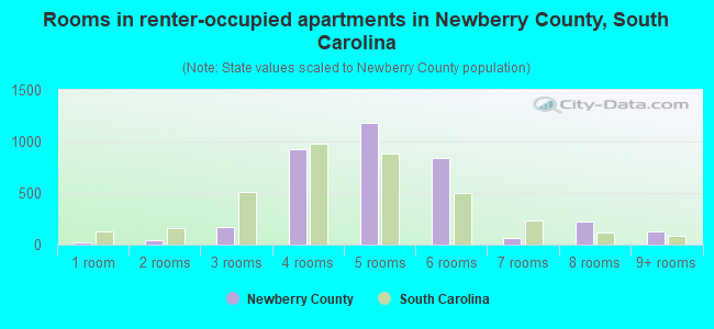 Rooms in renter-occupied apartments in Newberry County, South Carolina