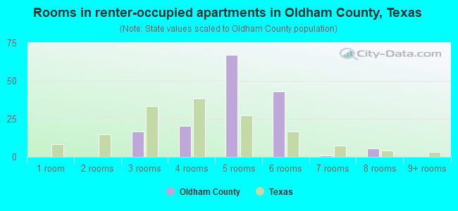 Rooms in renter-occupied apartments in Oldham County, Texas