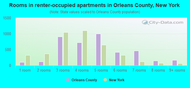 Rooms in renter-occupied apartments in Orleans County, New York