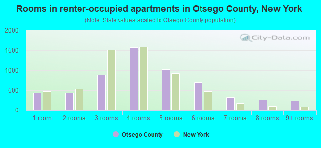 Rooms in renter-occupied apartments in Otsego County, New York