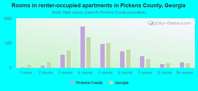 Rooms in renter-occupied apartments in Pickens County, Georgia