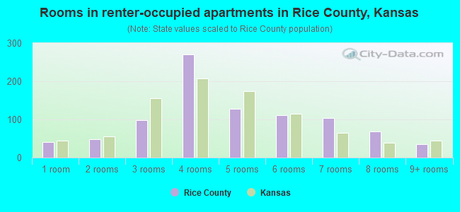 Rooms in renter-occupied apartments in Rice County, Kansas