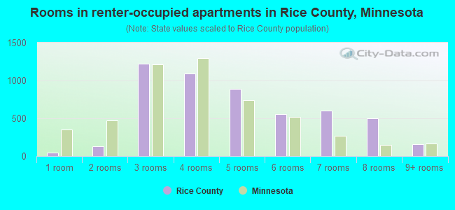 Rooms in renter-occupied apartments in Rice County, Minnesota