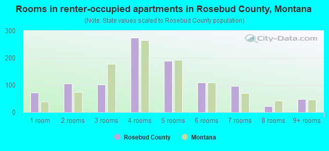 Rooms in renter-occupied apartments in Rosebud County, Montana
