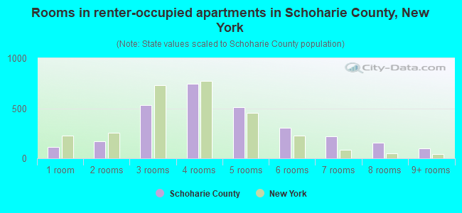 Rooms in renter-occupied apartments in Schoharie County, New York
