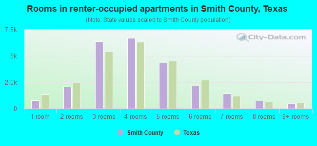 Rooms in renter-occupied apartments in Smith County, Texas