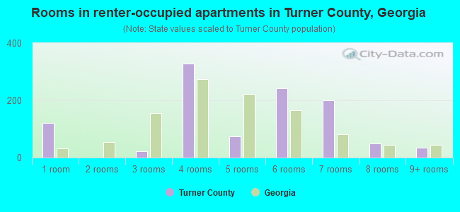 Rooms in renter-occupied apartments in Turner County, Georgia