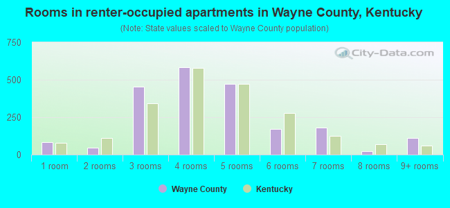 Rooms in renter-occupied apartments in Wayne County, Kentucky